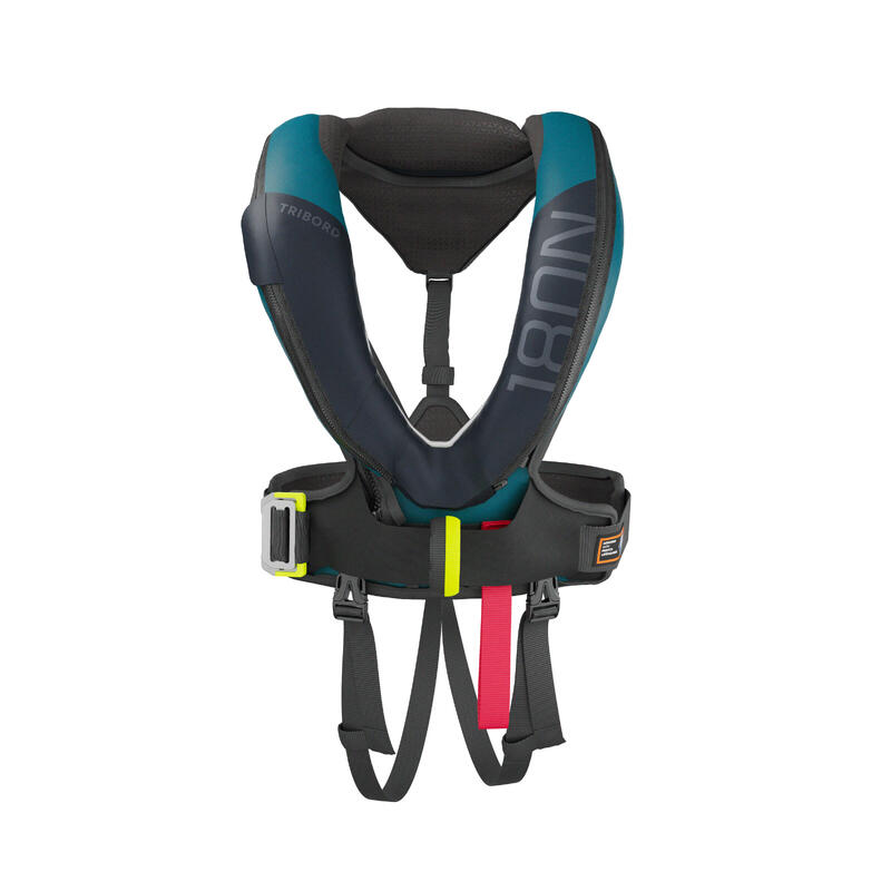 Poza Vestă de salvare automată LJ180N OFFHSORE + ham Negru-Albastru Petrol - imagine mare 1