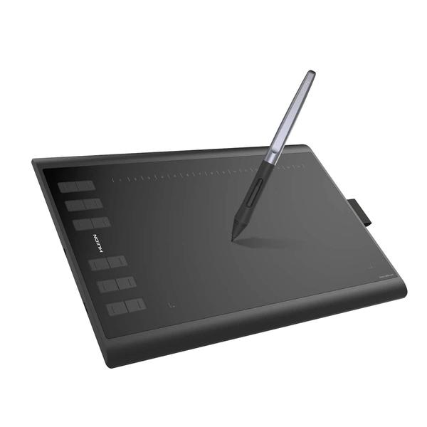 Tableta grafica HUION Inspiroy H1060P, Functie de inclinare ± 60 °, Stilou fara baterie, Presiune 8192 5080LPI, 12 taste personalizabile (Negru)