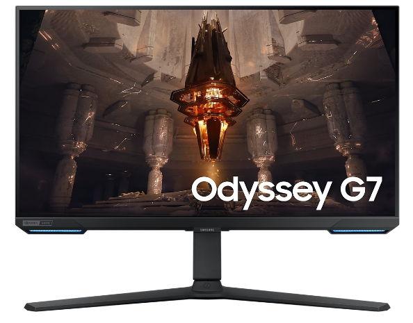 Poza Monitor Gaming IPS LED Samsung Odyssey G7 28" LS28BG700EPXEN, Ultra HD (3840 x 2160), HDMI, DisplayPort, AMD FreeSync, Nvidia G-Sync, Pivot, Boxe, 144 Hz, 1 ms (Negru) - imagine mare 1