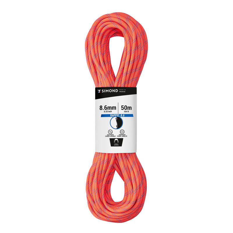 Poza Coardă Dublă Rapel 8.6 mm x 50 m Portocaliu - imagine mare 1