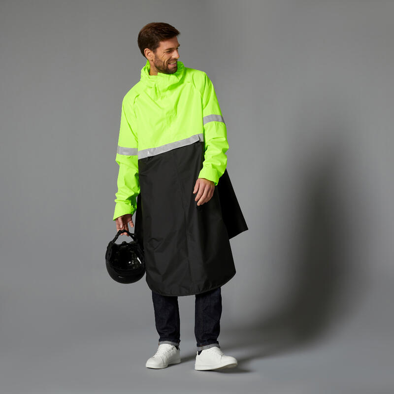 Poza PONCHO PLOAIE VIZIBILITATE ZI ȘI NOAPTE 560 NEGRU-GALBEN FLUORESCENT - imagine mare 2