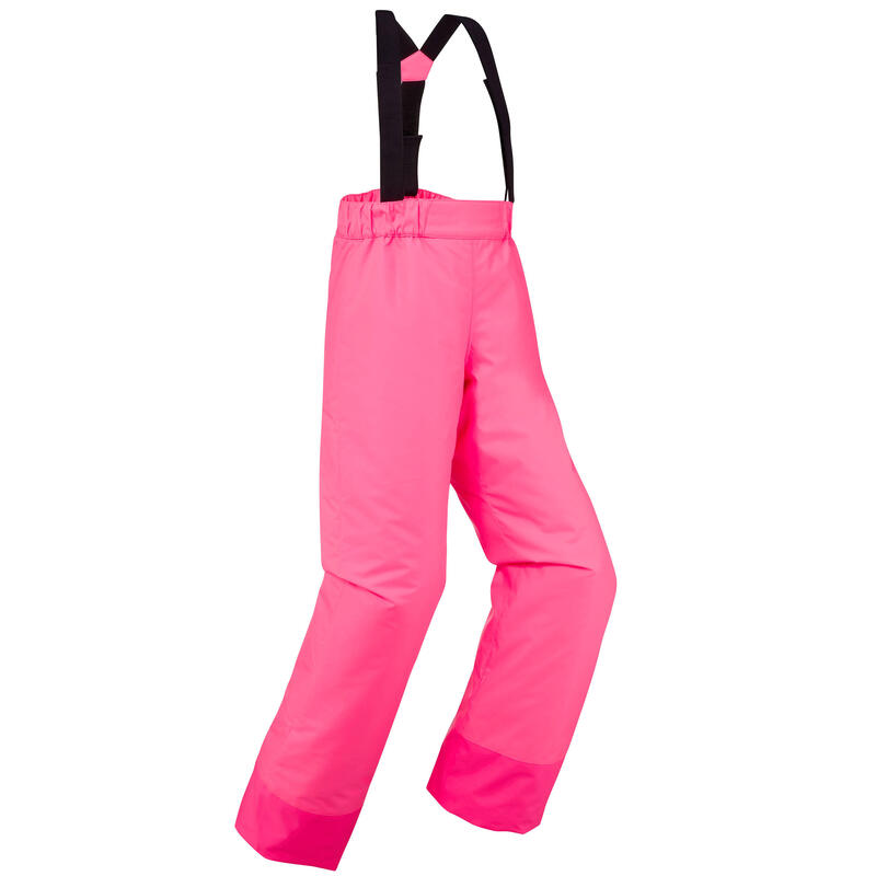 Poza Pantalon impermeabil călduros schi pe pârtie - 100 Roz Fluo Copii - imagine mare 2