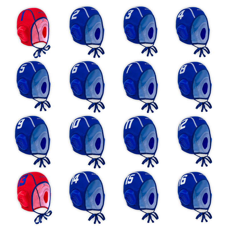 Poza SET DE 16 CĂȘTI WP900 WATER POLO ALBASTRU ADULȚI - imagine mare 2