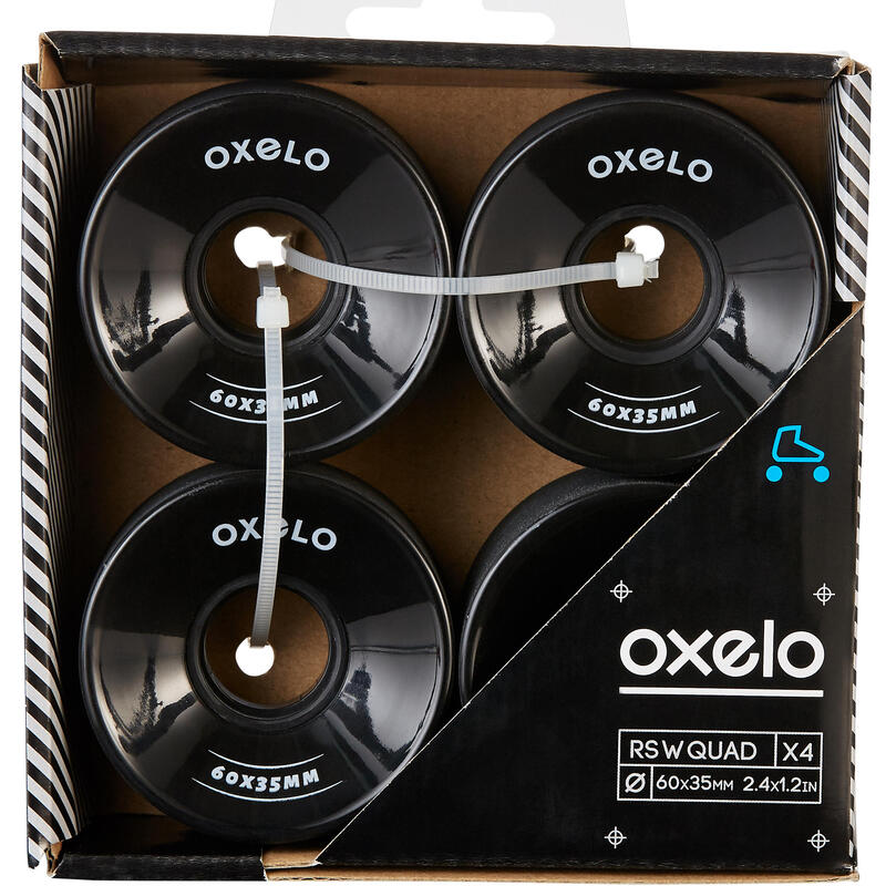 Set 4 Roți role Quad OXELO 60 x 35 mm 82A Negru Adulţi