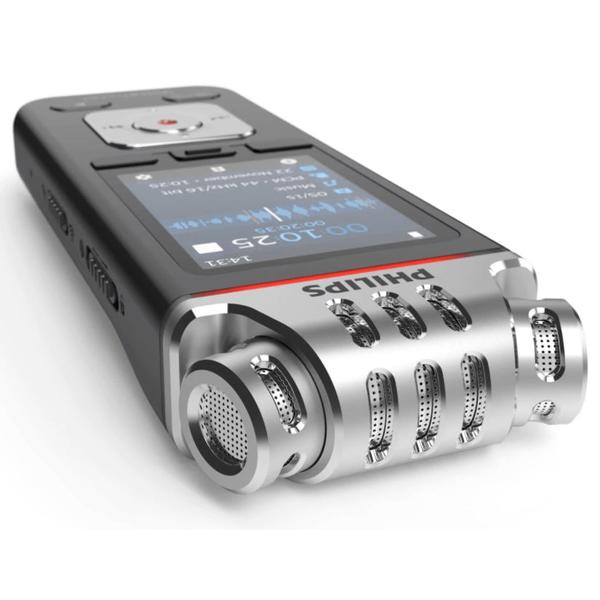 Poza Reportofon Philips DVT6110, 3 microfoane, 8 GB, slot MicroSD 32GB, LCD 2'', 1000 mAh, aplicatie smartphone, WI-FI (Negru/Gri)