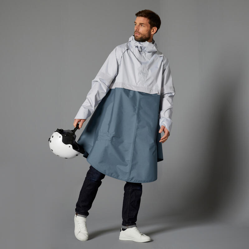 Poza PONCHO PLOAIE 540 EPI VIZIBILITATE NOAPTE CICLISM ORAȘ ALBASTRU GRI - imagine mare 2