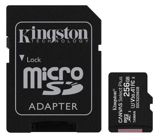 Poza Card de memorie MicroSD Kingston Canvas Select Plus, 256GB, UHS-I, Class 10 + Adaptor SD - imagine mare 1