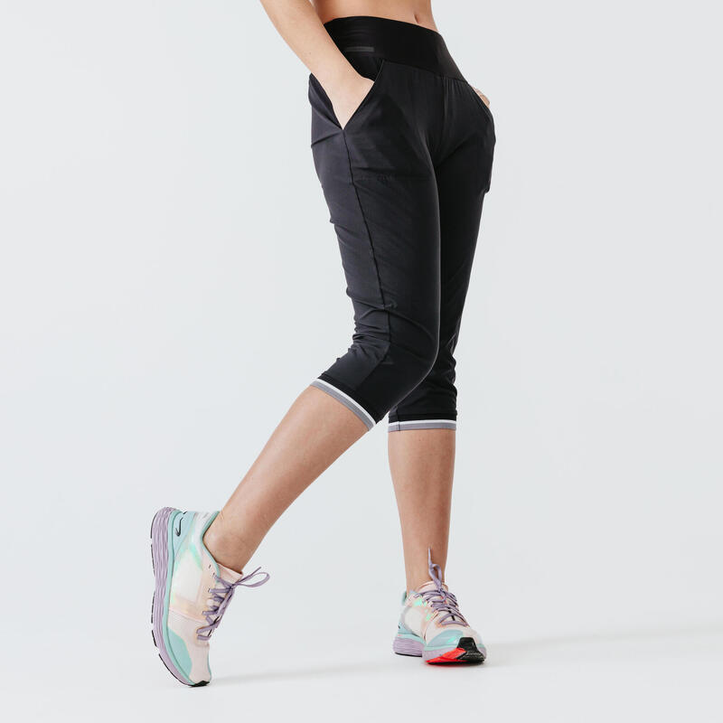 Poza Pantalon 3/4 Alergare Jogging Run Dry Negru Damă - imagine mare 2