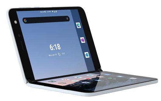 Poza Telefon Mobil Microsoft Surface Duo, Procesor Qualcomm® Snapdragon™ 855, Octa-Core, AMOLED 5.6" - Deschis 8.1", 6GB RAM, 256GB Flash, Camera 11 MP, Wi-Fi, 4G, Dual Sim eSIM, Android (Argintiu) - imagine mare 2