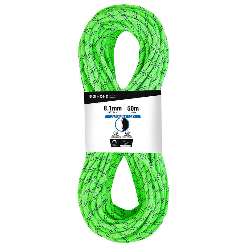 Poza Coardă Dublă Rapel Escaladă / Alpinism 8.1 mm x 50 m Verde - imagine mare 2