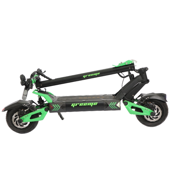 Poza Trotineta electrica SPEEDXMAN GREEME, Viteza 83 Km/h, Autonomie 95Km, Motor 2 x 1600W, Frane hidraulice pe disc, Roti 10", baterie 60V/32Ah LG (Negru/Verde) - imagine mare 5