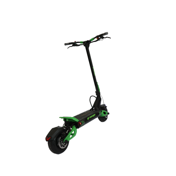 Poza Trotineta electrica SPEEDXMAN GREEME, Viteza 83 Km/h, Autonomie 95Km, Motor 2 x 1600W, Frane hidraulice pe disc, Roti 10", baterie 60V/32Ah LG (Negru/Verde) - imagine mare 1