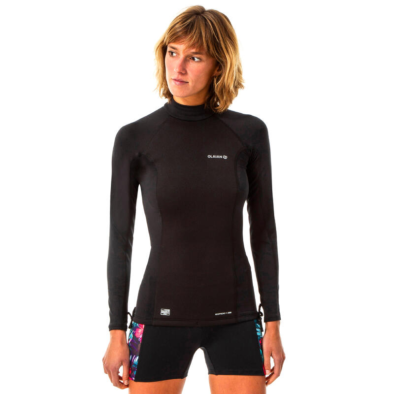 Poza Bluză surf anti-UV UPF50+ Negru Damă - imagine mare 2