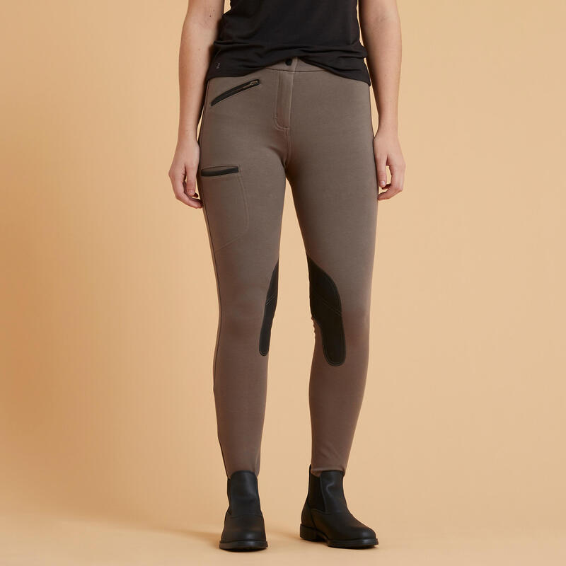 Poza Pantalon echitație bumbac Maro damă - imagine mare 2