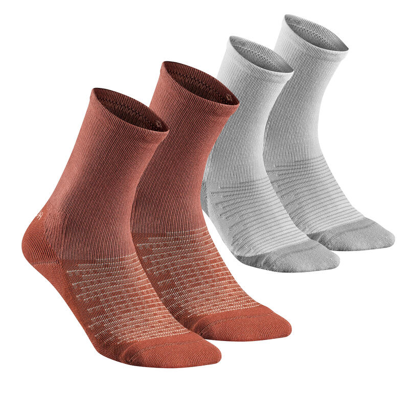 Poza Set 2 Perechi Șosete Lungi Hike 100 Alb-Maro Adulți - imagine mare 2