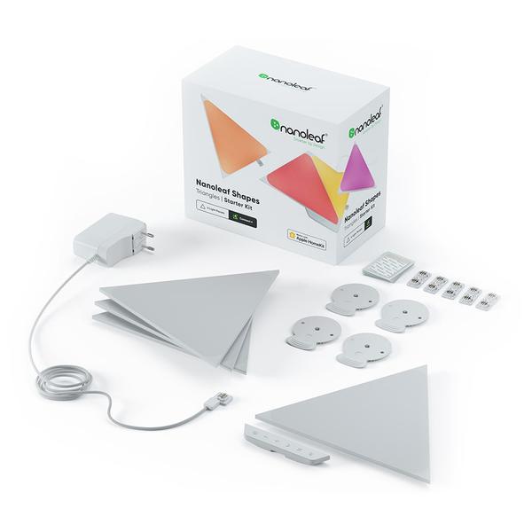 Poza Kit 4 Panouri luminoase Nanoleaf Shapes Triangles, 16 Milioane culori, Iluminare LED RGBW, 320 Lumeni - imagine mare 1