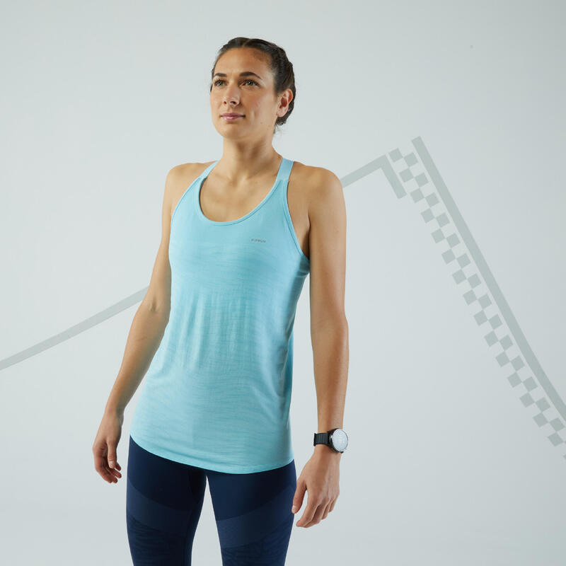 Poza Maiou cu bustieră integrată Alergare KIPRUN CARE Albastru deschis Damă - imagine mare 2