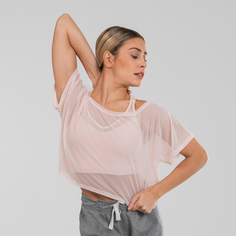 Poza Tricou crop top Dans Modern roz damă - imagine mare 2
