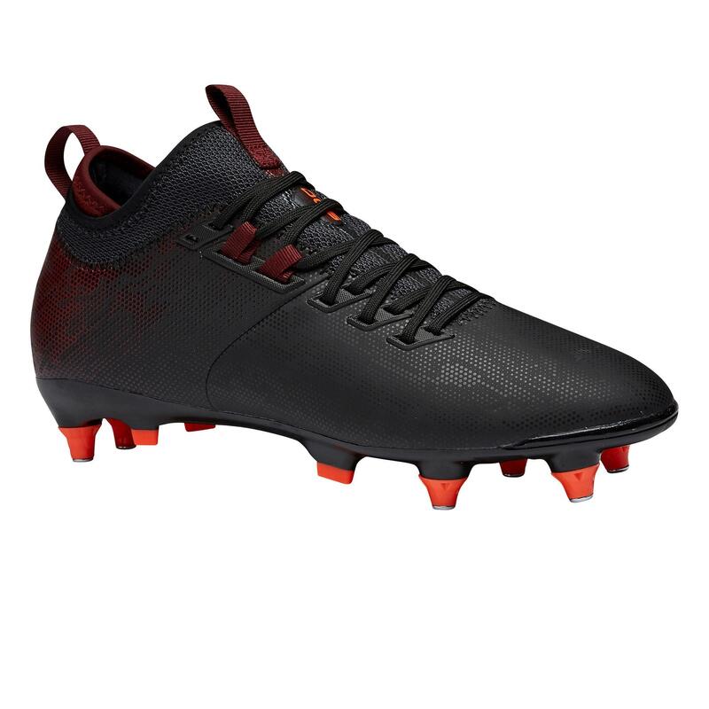 Poza Ghete Mid Fotbal Agility 900 SG Teren umed Negru-Bordo Adulți - imagine mare 1