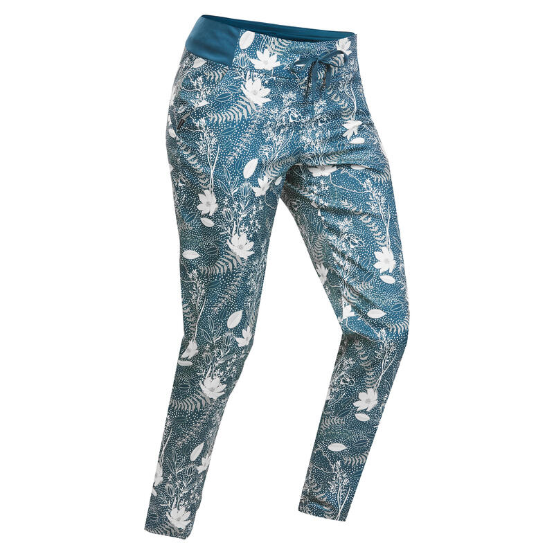 Poza Pantalon Drumeție în natură NH100 Albastru Imprimeu Floral Damă - imagine mare 2