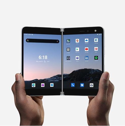 Poza Telefon Mobil Microsoft Surface Duo, Procesor Qualcomm® Snapdragon™ 855, Octa-Core, AMOLED 5.6" - Deschis 8.1", 6GB RAM, 256GB Flash, Camera 11 MP, Wi-Fi, 4G, Dual Sim eSIM, Android (Argintiu) - imagine mare 4