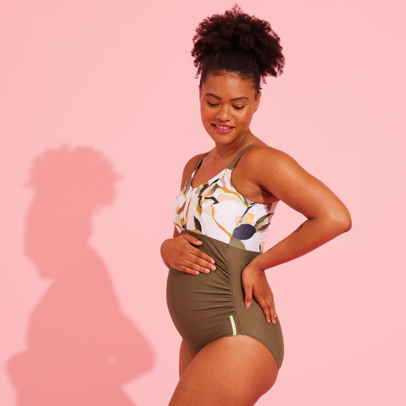 Poza Costum întreg Aquagym AYA Femei însărcinate kaki alb - imagine mare 2