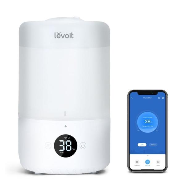 Umidificator de aer LEVOIT Dual 200S, SMART, WI-FI Ultrasonic, Rezervor 3 L, Silentios, Aromaterapie, Functie AUTO, Autonomie 25 ore (Alb)