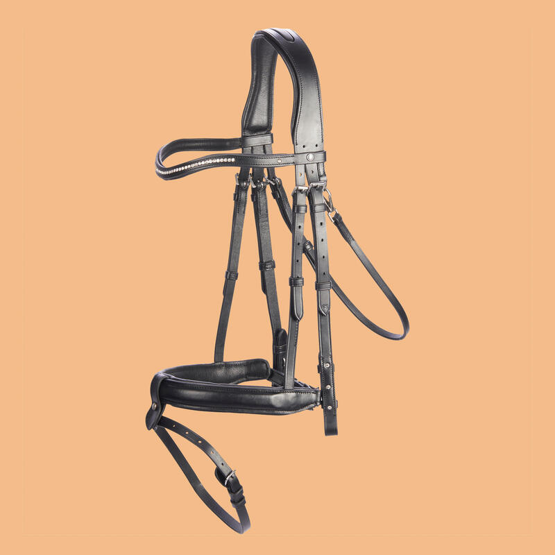 Poza Frâu dublu 580 echitație din piele negru cal/ponei - imagine mare 2