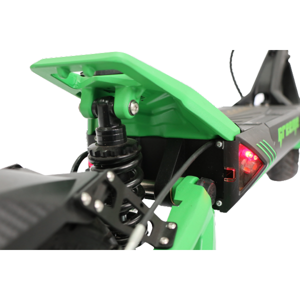 Poza Trotineta electrica SPEEDXMAN GREEME, Viteza 83 Km/h, Autonomie 95Km, Motor 2 x 1600W, Frane hidraulice pe disc, Roti 10", baterie 60V/32Ah LG (Negru/Verde) - imagine mare 9