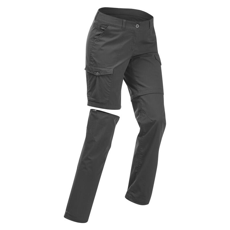Poza Pantalon modulabil Trekking călătorie TRAVEL100 Gri Damă - imagine mare 2