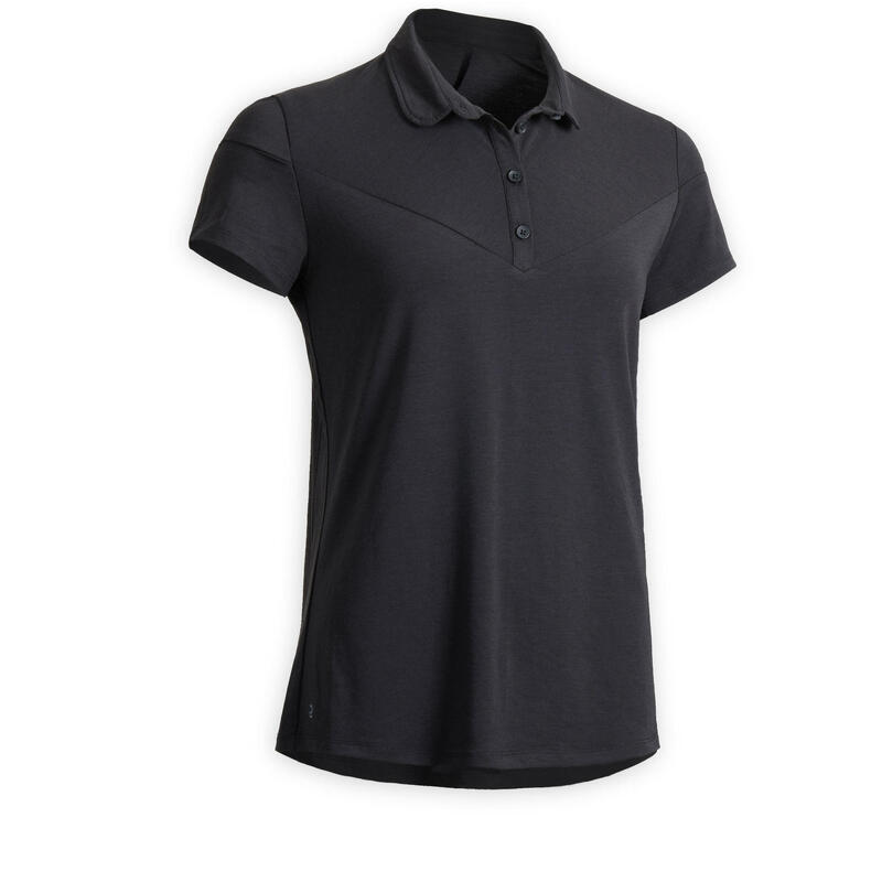 Tricou Polo Echitaţie Logo 100 Negru Damă