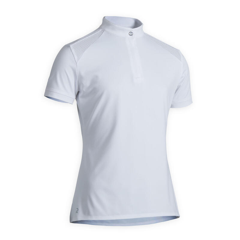 Tricou Polo 500 Echitație alb fete