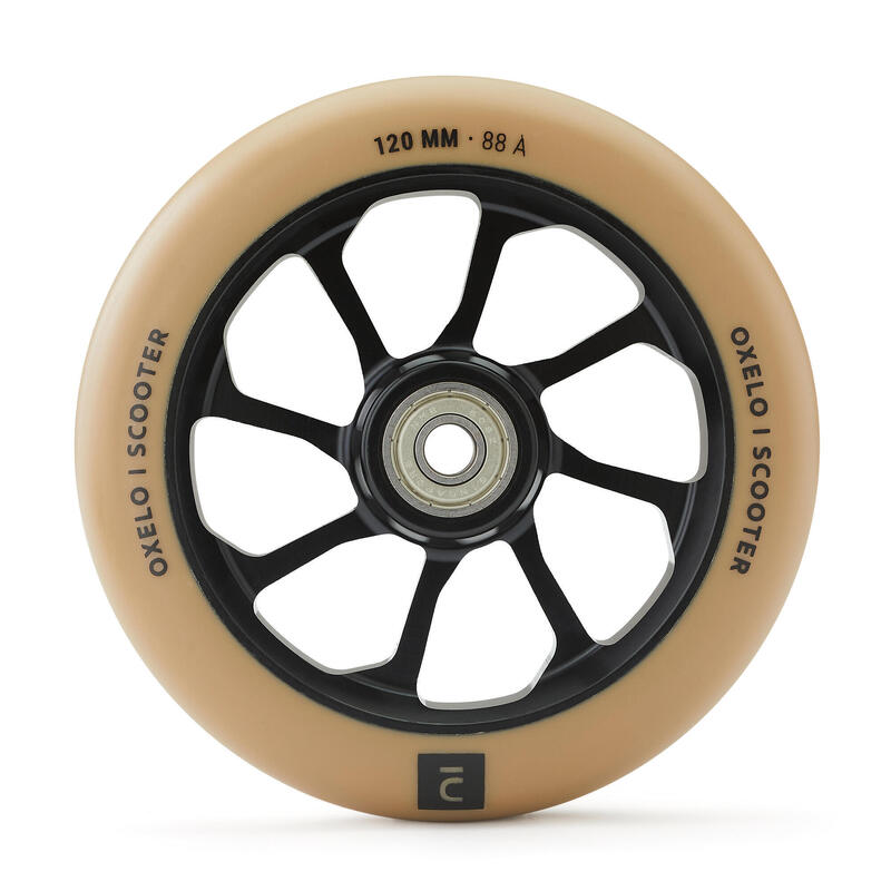 Poza Roată trotinetă freestyle butuc aluminiu PU 120 mm Bej - imagine mare 1