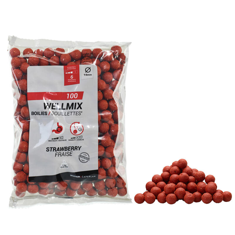 Poza Boilies Pescuit la Crap Wellmix 14mm 1kg Căpșuni - imagine mare 1