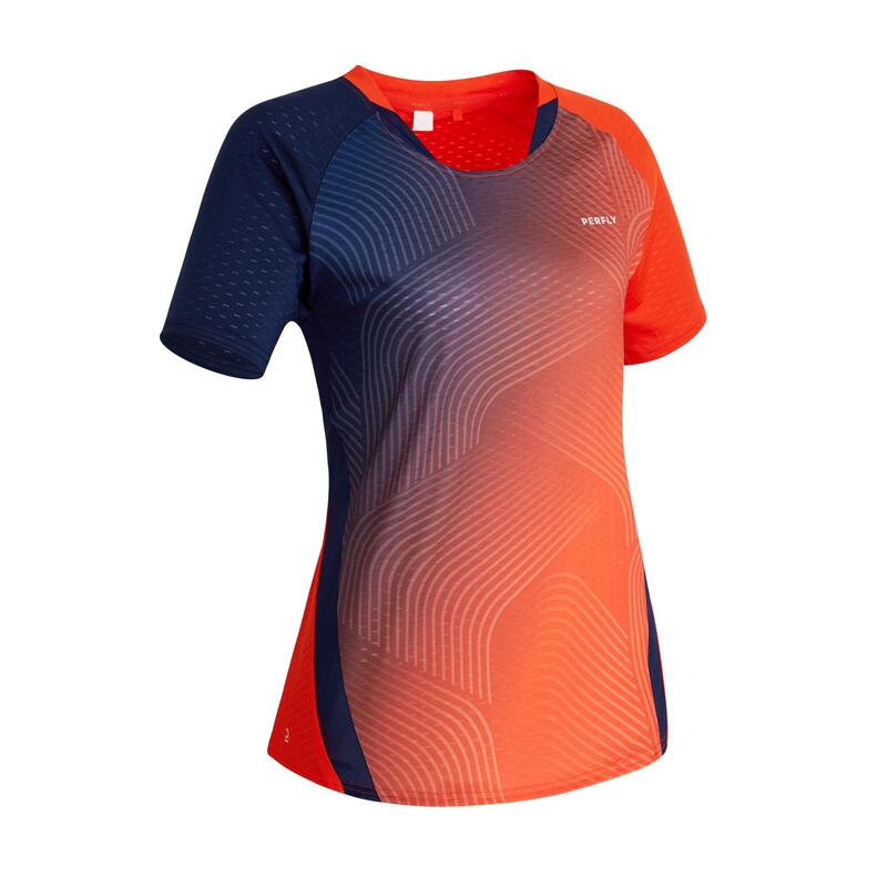 Tricou Badminton 560 Roșu-Bleumarin Damă