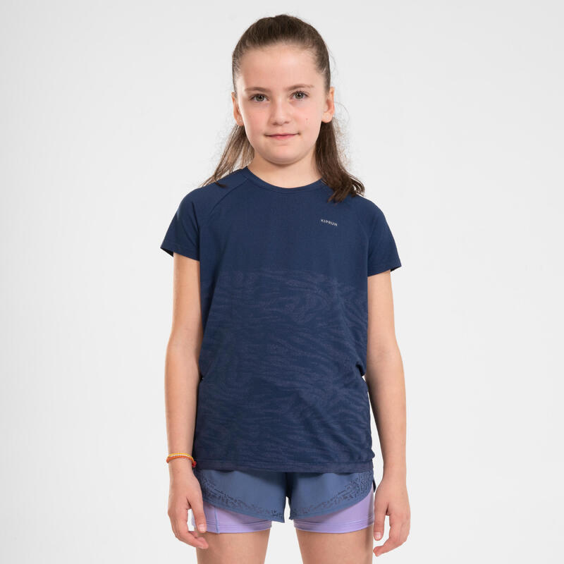 Poza Tricou alergare KIPRUN CARE fără cusături bleumarin Fete - imagine mare 1