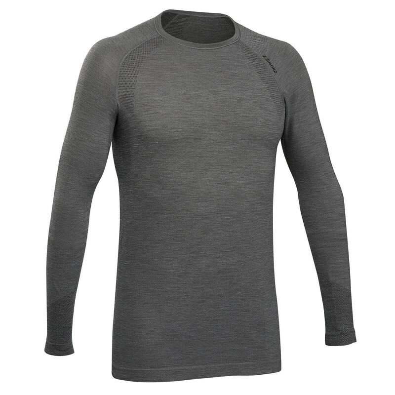 Poza Bluză fără cusături din Lână Alpinism Gri Bărbați - imagine mare 2