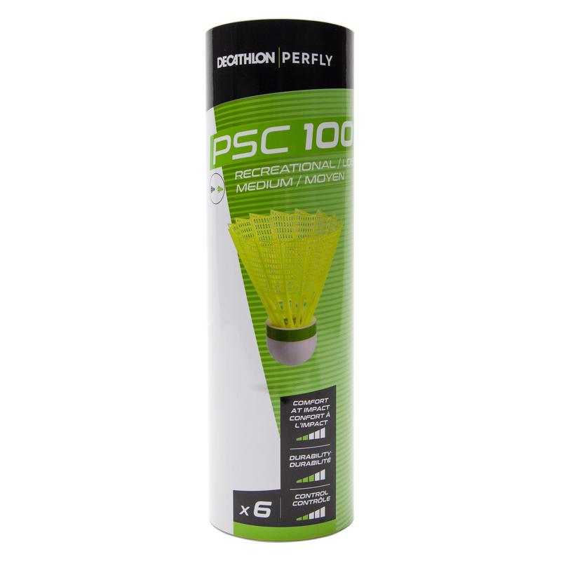 Set 6 Fluturaşi din plastic Badminton PSC 100 Medium Galben