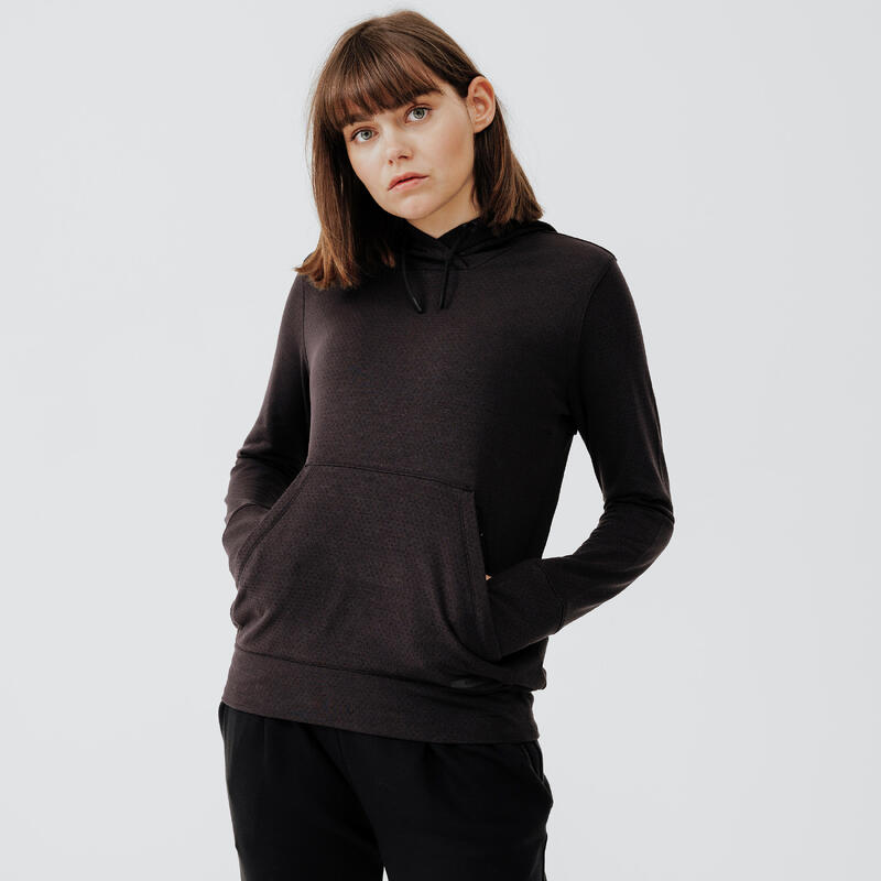 Poza Hanorac călduros Alergare Jogging Run Hood 500 Negru Damă - imagine mare 1