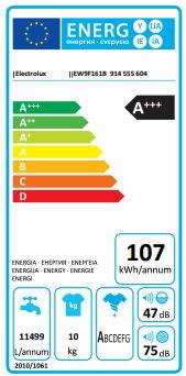 Poza Masina de spalat rufe Electrolux EW9F161B, 10 kg, 1600 RPM (Alb/Negru)