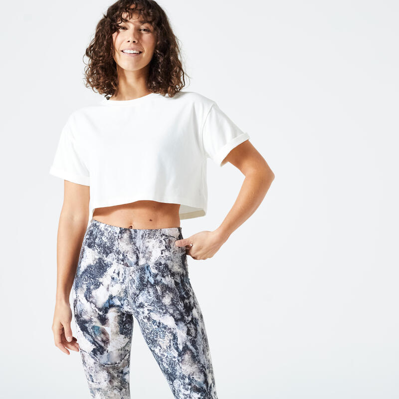 Poza Tricou 500 Fitness Cardio Crop top Alb Damă - imagine mare 2