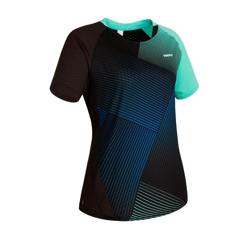 Tricou Badminton 560 Verde-Bleumarin Damă