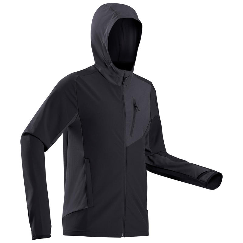 Poza Jachetă Softshell Protecție Vânt Trekking la munte MT900 WIND Negru Bărbați - imagine mare 1
