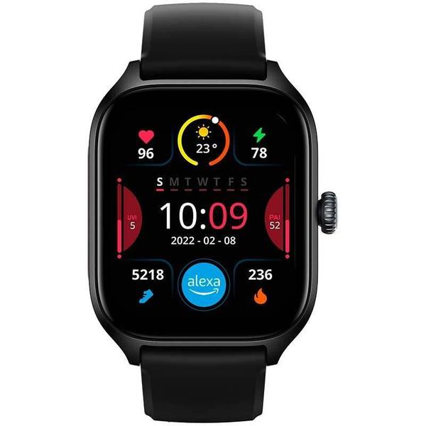 Poza Ceas activity tracker Huami Amazfit GTS 4, Bluetooth 5.0, Waterproof 5 ATM, senzor SpO2, bratara Fluoroelastomer (Negru)