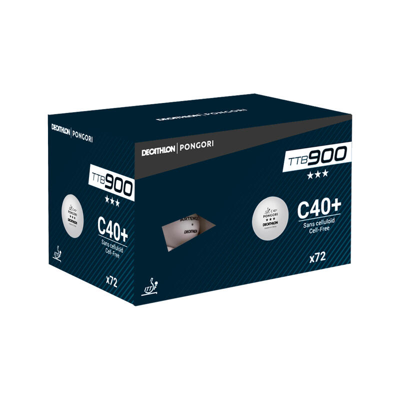 Poza Set 72 mingi Tenis de masă TTB900 40+ 3* C ITTF Alb - imagine mare 2