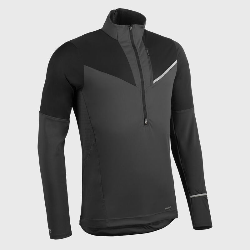 Poza Bluză Alergare Trail Running SOFTSHELL Negru-Gri Bărbați - imagine mare 2