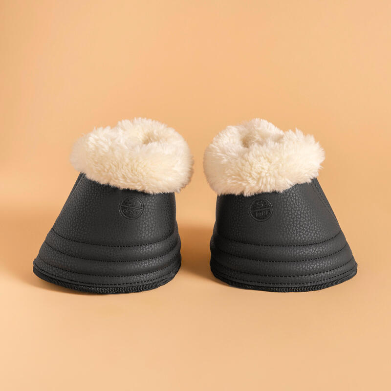 Poza Galoși deschiși 500 echitație blană sintetică negru cal X2 - imagine mare 2