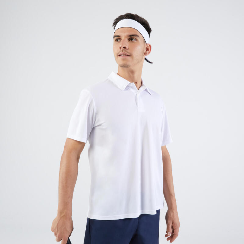 Poza Tricou Polo Tenis Dry 100 Essential Alb Bărbați - imagine mare 1