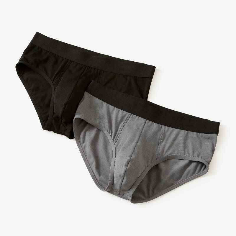 Set 2 x Slip 500 fitness bumbac majoritar negru-gri bărbați