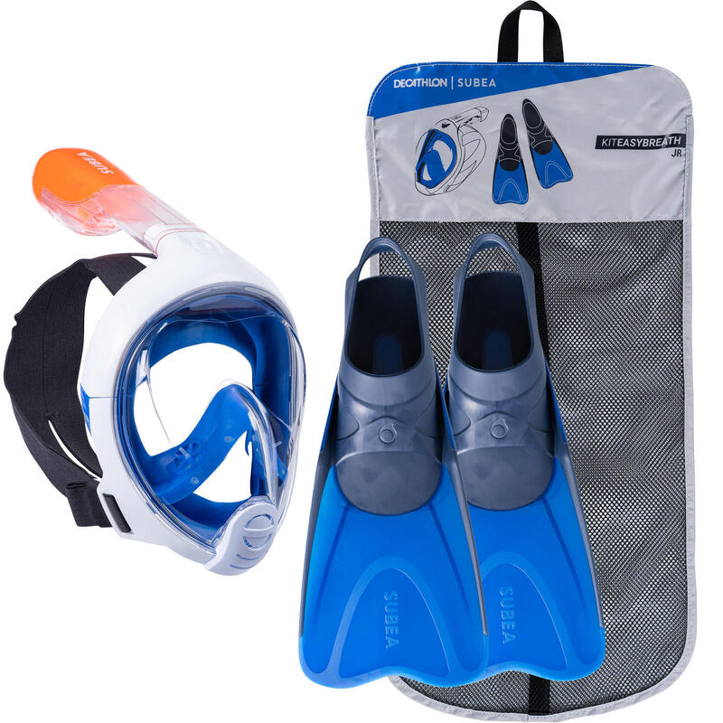 Poza Set snorkeling mască Easybreath + labe de înot Albastru Copii - imagine mare 1